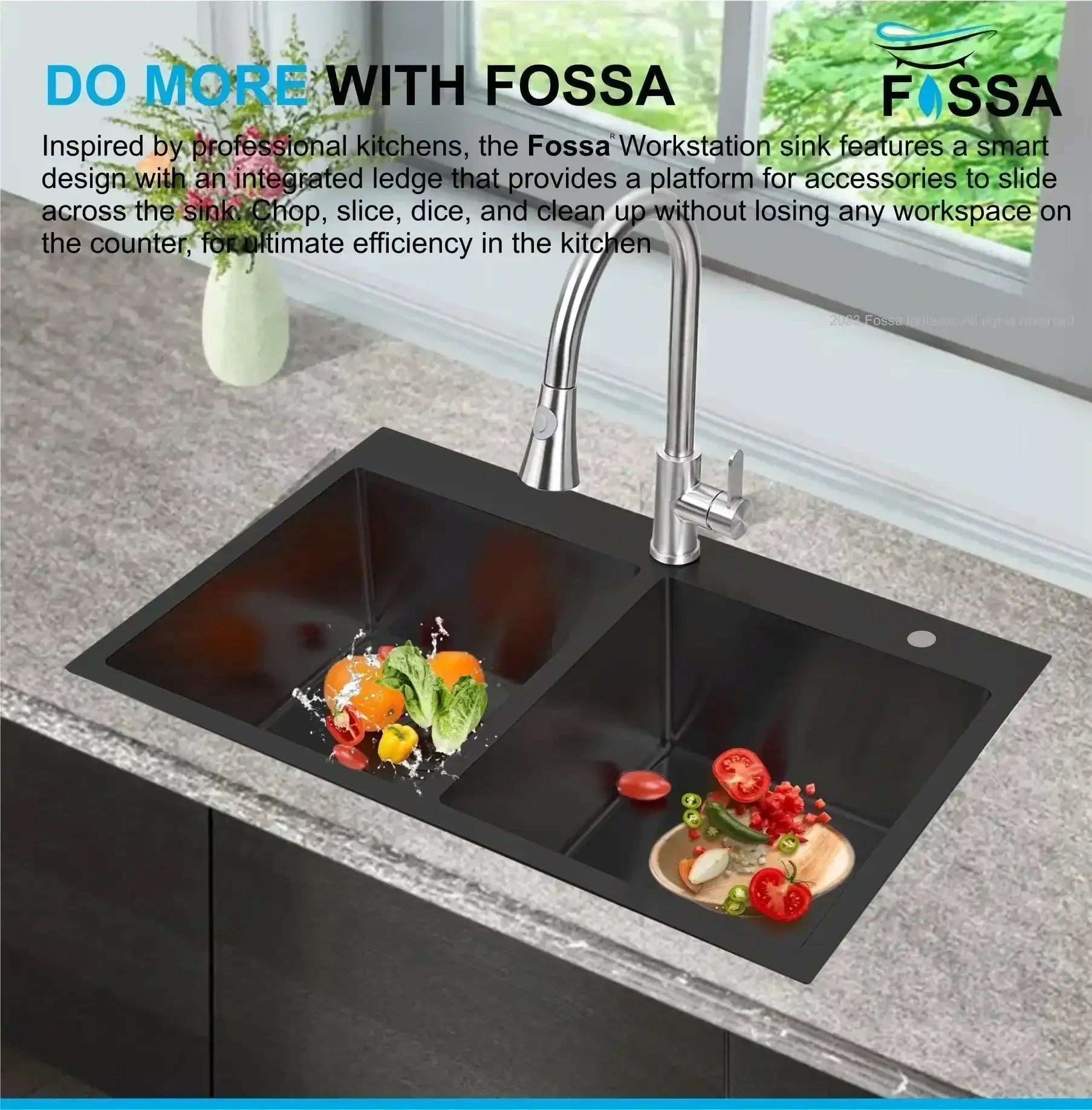 304 Handmade (45"x20"x10) Inch Stainless Steel Double Bowl Black Kitchen Sink With Tap Hole-3