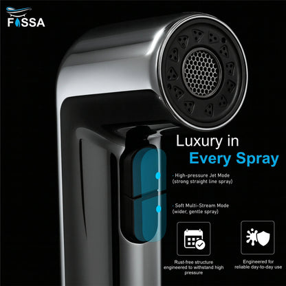 Hydra Silver ABS Health Faucet with 1 Meter 304-Grade SS Hose Pipe & Hook