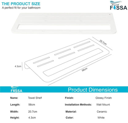Ceramic Wall Mounted Towel Shelf White Quartz (RW-127)-1