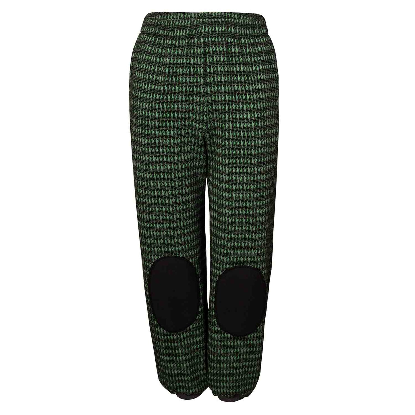Black and Green pied de poule Kids Pants with Knee Patches