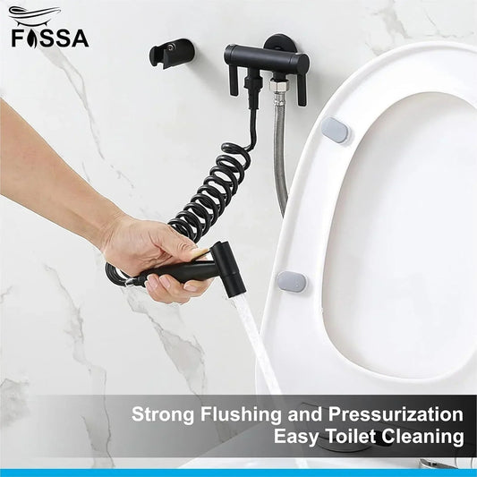 Steelo Stainless Steel Health Faucet with Flexible ABS Spring Hose pipe - 1 Metar Black