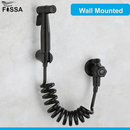 Steelo Stainless Steel Health Faucet with Flexible ABS Spring Hose pipe - 1 Metar Black