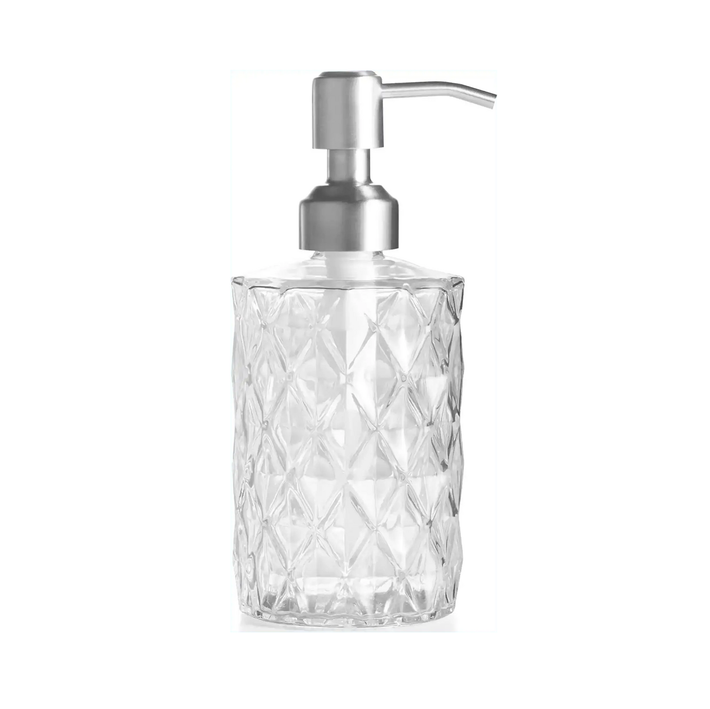 350ml Diamond White Glass Soap Dispenser with 304 Stainless Steel Pump-0
