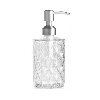350ml Diamond White Glass Soap Dispenser with 304 Stainless Steel Pump-0