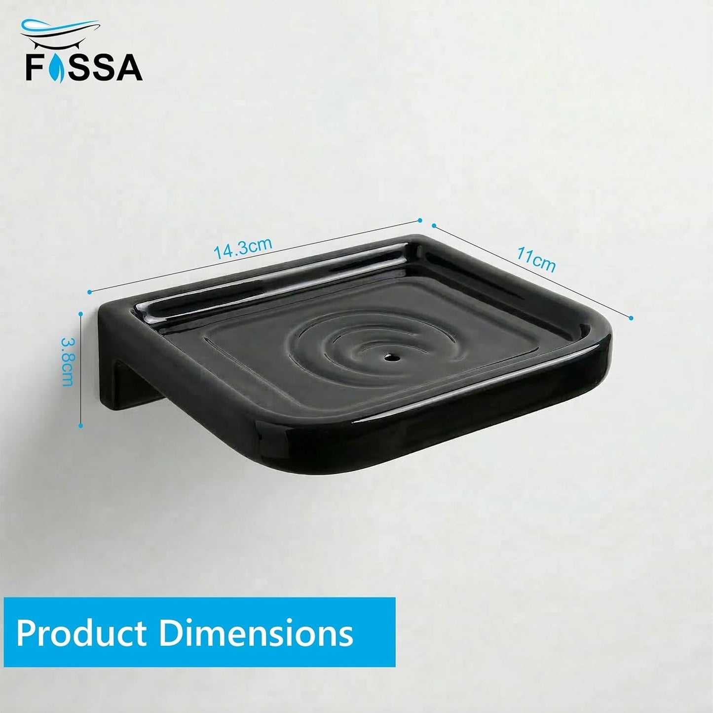 Ceramic Balck Unbreakable Soap Dish Rectangular Glossy Finish (RB-118)