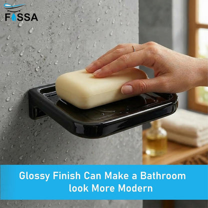 Ceramic Balck Unbreakable Soap Dish Rectangular Glossy Finish (RB-118)