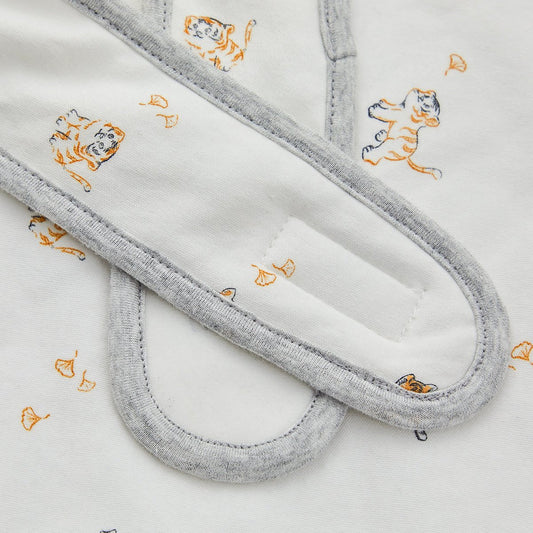 Lively Tiger Light Cotton Baby White Swaddle Wrap